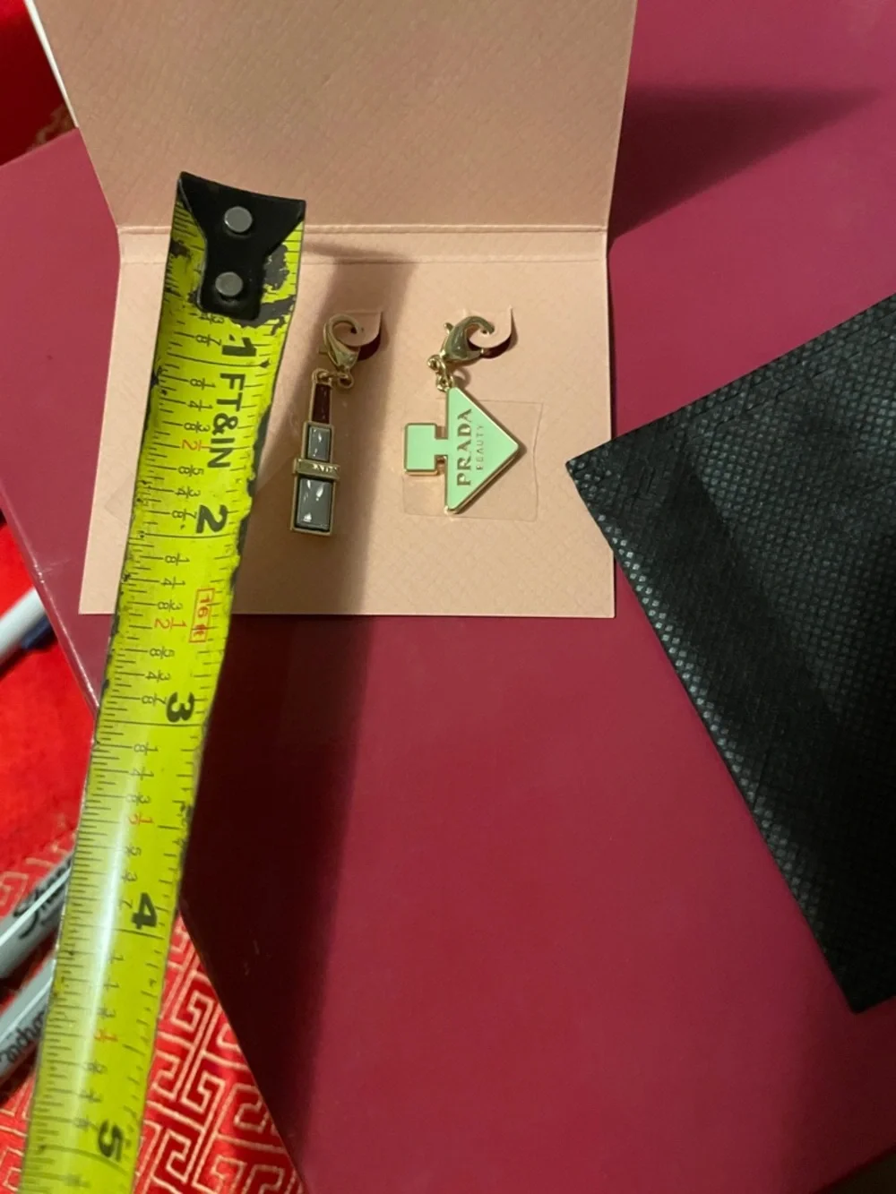 Prada Gold & Pink Enamel Logo Charm Set - Picture 6 of 15